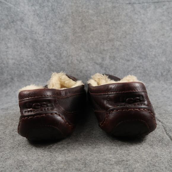 Ugg Shoes Mens 12 Ascot Slippers Loafer Slip On Leather Sheepskin Moccasin Brown